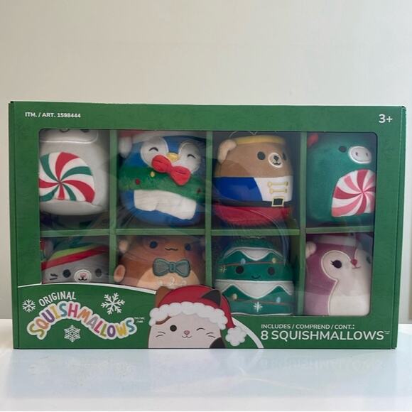 Squishmallows New 4” Christmas 2024 Ornament Box Set-8 pk  w/ Den the Axolotl - Picture 2 of 5